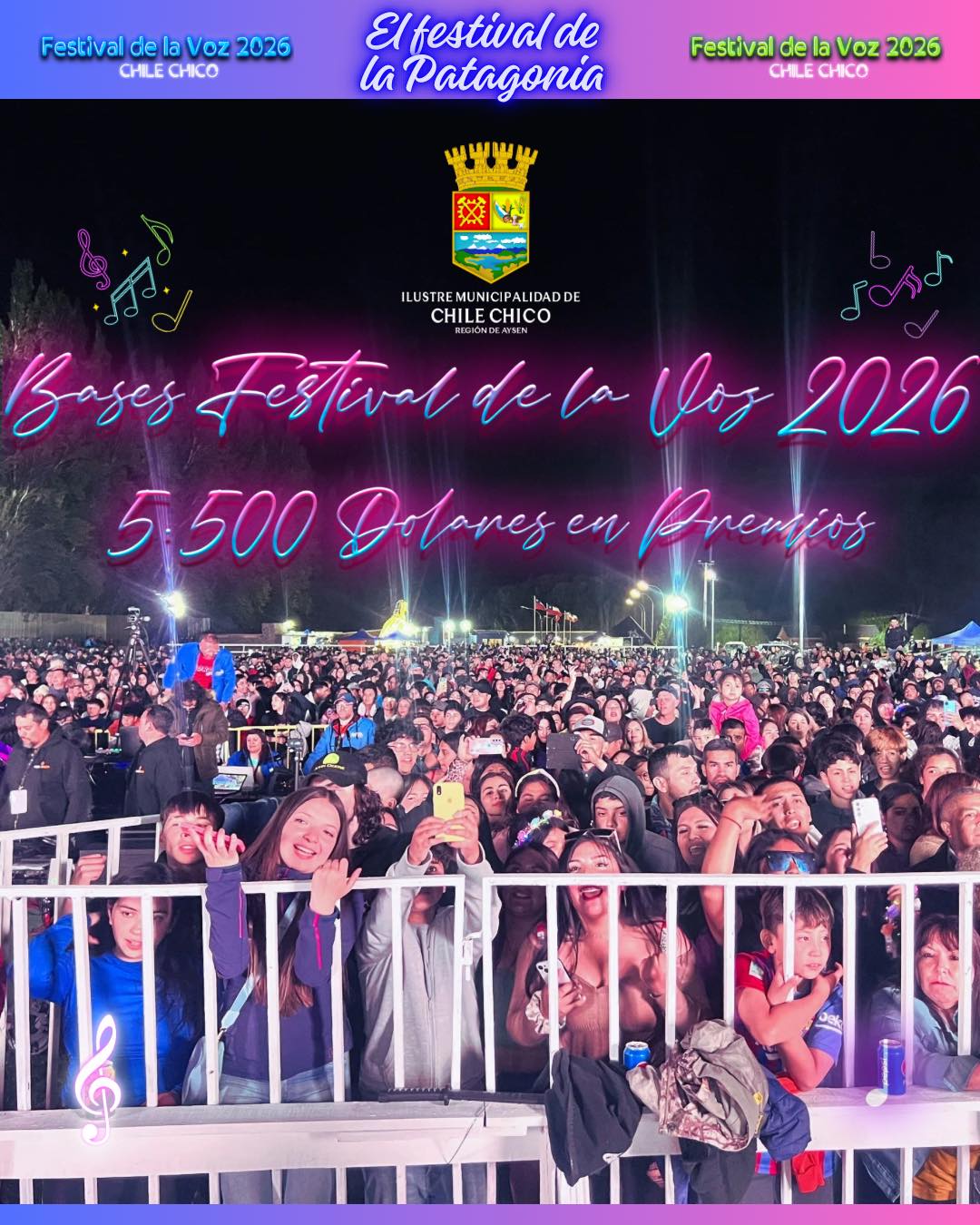 Chile Chico lanza oficialmente las bases del Festival de la Voz 2026 “El Festival de La Patagonia”