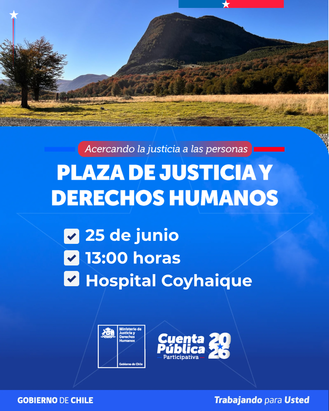 Invitan a la comunidad a participar en Plaza de Justicia y DD.HH a realizarse en el Hospital Regional de Coyhaique