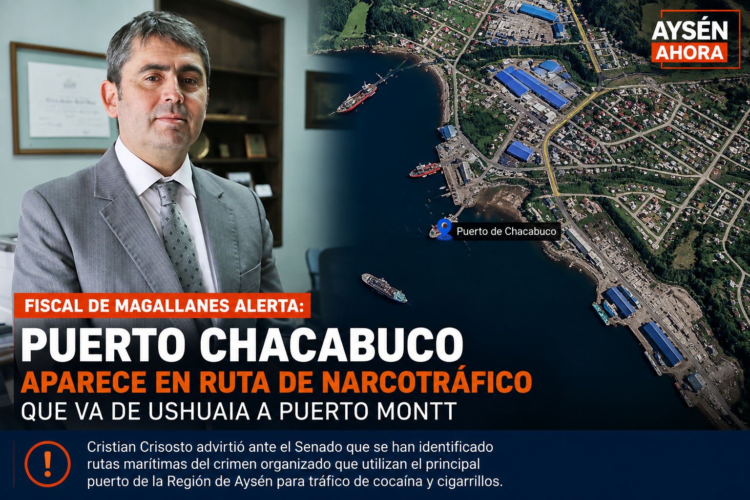 Fiscalía identifica a Puerto Chacabuco como parte de ruta de narcotráfico entre Ushuaia y Puerto Montt