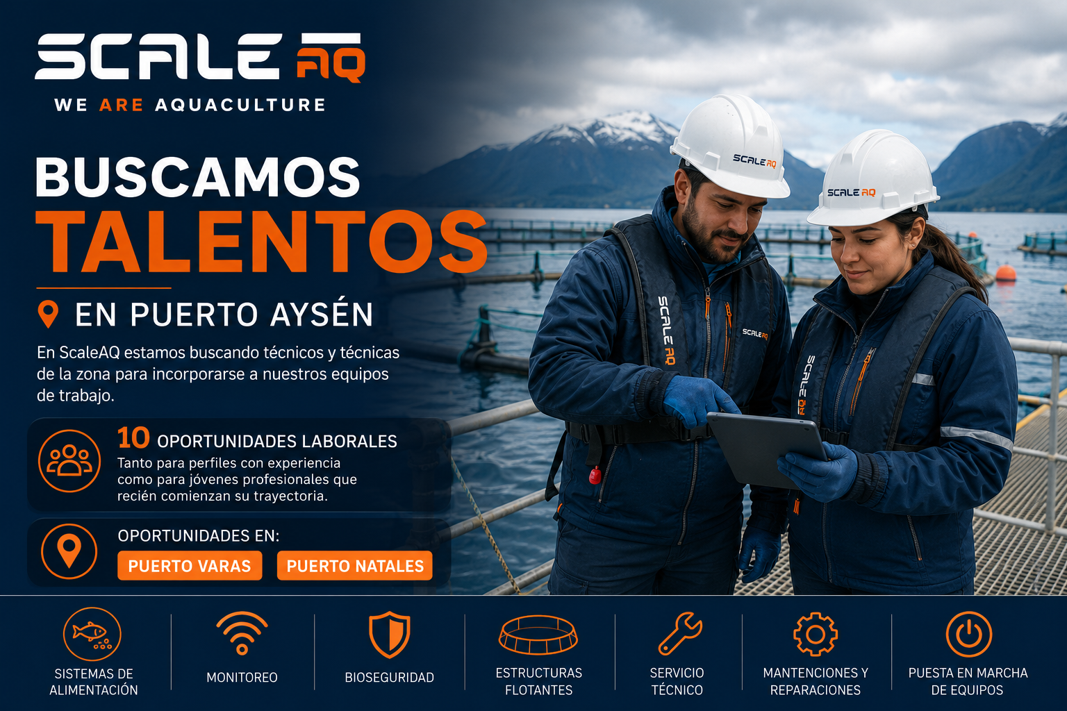 ScaleAQ busca talentos en Puerto Aysén y ofrece 10 oportunidades laborales