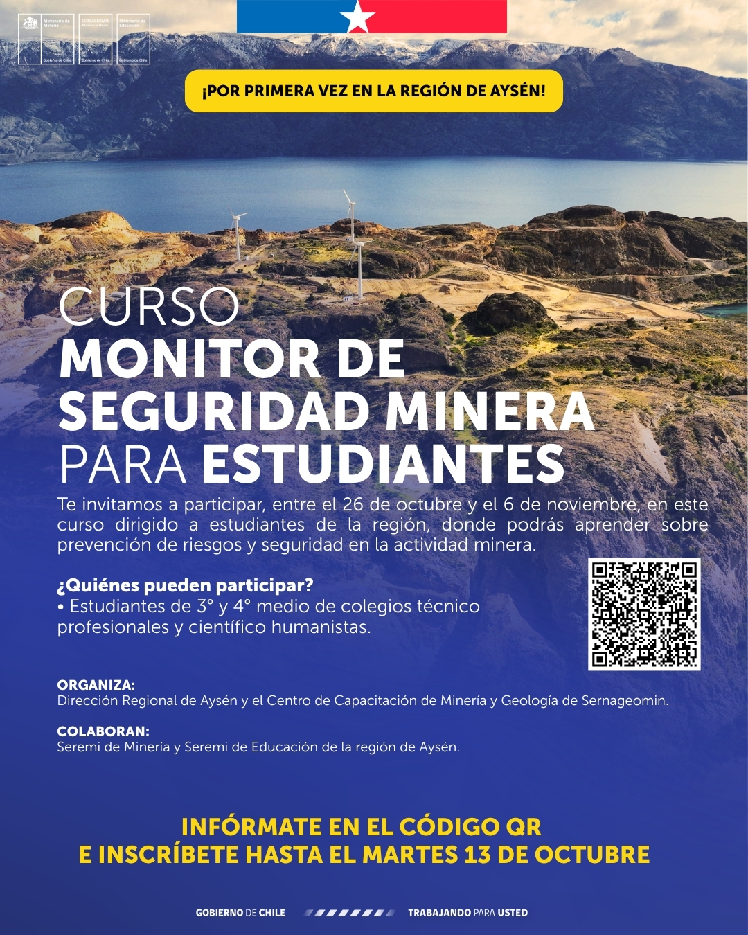 Estudiantes de Aysén podrán formarse por primera vez como Monitores de Seguridad Minera