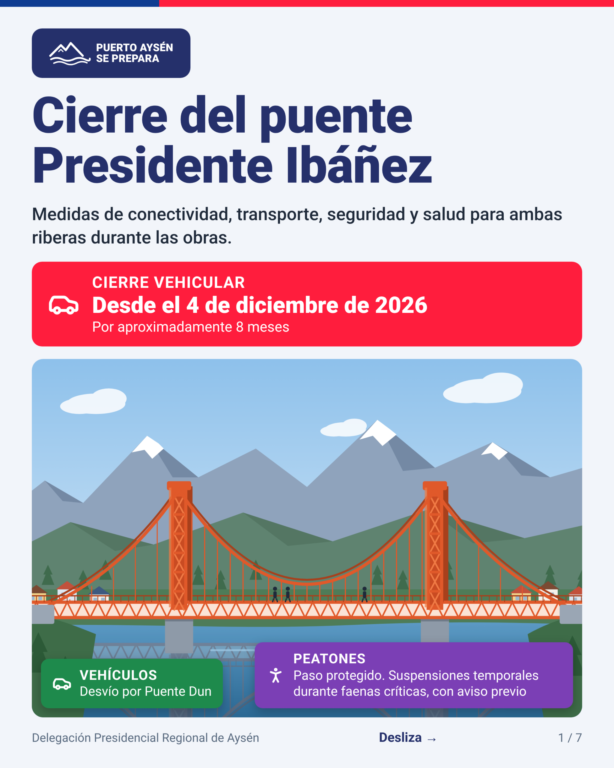Puerto Aysén se Prepara: medidas para cuidar a las personas y mantener la conectividad durante la reparación del puente